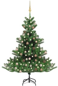 Árvore Natal artif. luzes LED/bolas 240cm abeto caucasiano verde