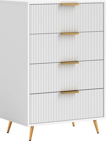 HOMCOM Cómoda com 4 Gavetas Cómoda de Dormitório Moderna com Desenho Ondulado Anti-Tombo 60x40x90 cm Branco | Aosom Portugal