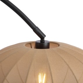 Candeeiro de Arco Japandi Preto com Abajur Castanho - Bida Japandi