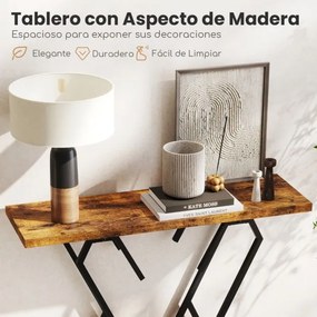 Mesa Consola 100 x 30 x 79 cm com Estrutura de Metal Mesa para o Corredor Mesa Auxiliar Castanha
