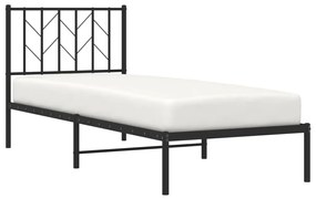 Estrutura de cama com cabeceira 80x200 cm metal preto