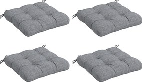 Outsunny Conjunto 4 Almofadas Cadeiras Sala Impermeáveis Anti-UV Confortáveis 48x48x7 cm com Fitas Fixação Cinzento | Aosom Portugal