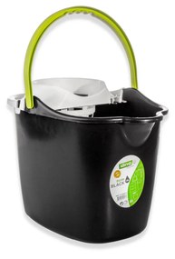 Balde Plástico com Espremedor Oval Preto 15L