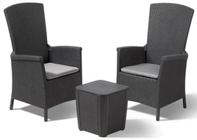 408937 Keter Conjunto de jantar para jardim 3 pcs Vermont grafite 231692
