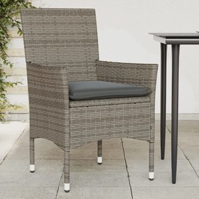 vidaXL Cadeiras de jardim com almofadões 2 pcs vime PE cinzento