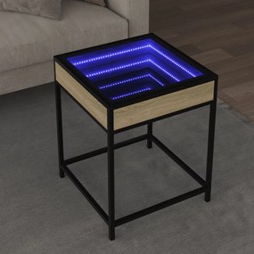 Mesa de centro luzes LED Infinity 40x40x51 cm carvalho sonoma