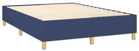 Cama box spring c/ colchão e LED 140x190 cm tecido azul