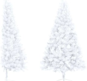 Meia árvore Natal artificial pré-iluminada c/ bolas branco
