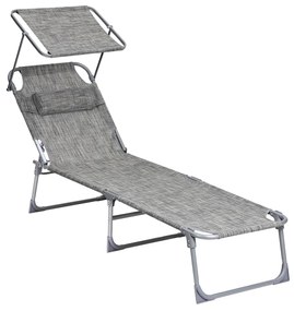 SONGMICS Espreguiçadeira, Cama de Sol, Cadeira de Sol Reclinável, com Apoio de Cabeça, Encosto Ajustável, Guarda-Sol, Leve, Dobrável, 53 x 193 x 29,5 cm, Capacidade de Carga 150 kg, para Jardim, Verde GCB19T