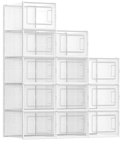 Caixas transparentes para sapatos, organizador versátil | SONGMICS | 25 x 35 x 18.5 cm | branco | LSP12MWT.