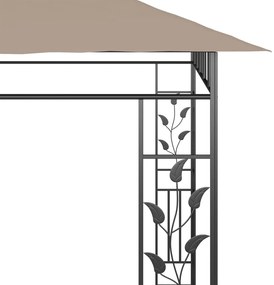 Gazebo c/ rede mosquiteira 6x3x2,73m 180 g/m² cinza-acastanhado