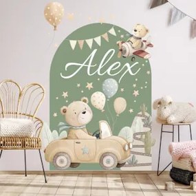 Decoração de parede - Urso no carro com um nome