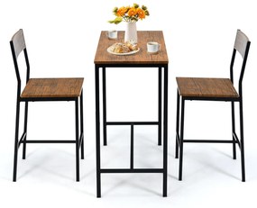Conjunto de mesa e cadeiras de bar estilo industrial moderno para sala de jantar  90 x 45 x 88,5 cm Castanho rústico
