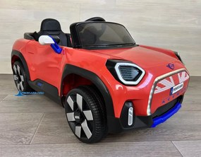 Carro elétrico para crianças MINI ACEMAN 12V 2.4G, Rodas de borracha, assento em pele sintética Vermelho