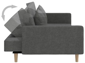 Sofá-cama 2 lugares com duas almofadas tecido cinzento-escuro