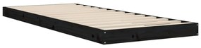Estrutura cama de solteiro pequena 75x190 cm pinho maciço preto