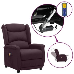 vidaXL Poltrona elevatória de massagens tecido roxo