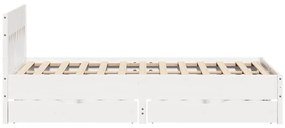Cama sem colchão 150x200 cm madeira de pinho maciça branco