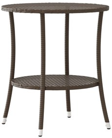 Cadeiras jardim reclináveis 2 pcs c/ mesa vime PE castanho