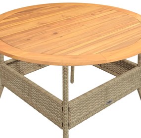 2 pcs conjunto de sofás p/ jardim com almofadões vime PE bege