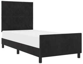 Estrutura de Cama Preta 90x190 cm Veludo