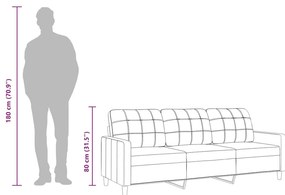 Sofá de 3 lugares tecido 180 cm cinzento-acastanhado