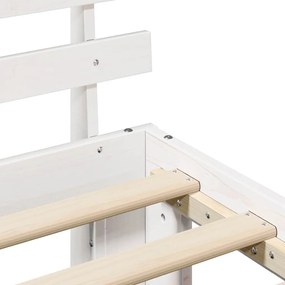 Estrutura de Cama Branca Branca Madeira Sólida 200 x 200 cm