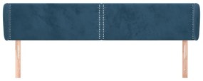 Cabeceira de cama c/ abas veludo 163x23x78/88cm azul-escuro