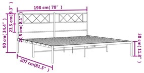 Estrutura de cama com cabeceira 193x203 cm metal preto