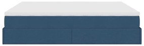Estrutura de cama otomana com colchões 180x200cm tecido azul