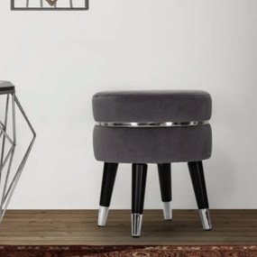 BANCO PARIS Ø 35X40,5 CM CINZA, PRETO E PRATA