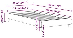 Estrutura cama s/ colchão 75x190 cm derivados de madeira preto
