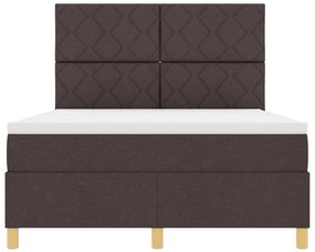 Cama Box com Colchão &amp; LED Castanho Escuro 140x190 cm Tecido