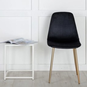 Cadeiras de jantar Polar 2 pcs veludo preto e latão