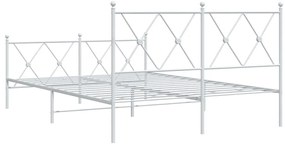 Estrutura de cama com cabeceira e pés 140x200 cm metal branco