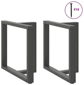 Pés para mesa de jantar em forma de T, 2 peças, antracite, 80x35x(72-7