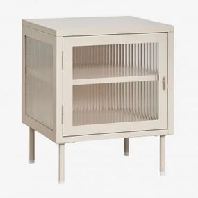 Mesa De Cabeceira Paoline Em Aço E Vidro Crema - Sklum