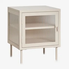 Mesinha De Cabeceira 45x40 Cm Em Aço E Vidro Paoline Beige Creme - Sklum
