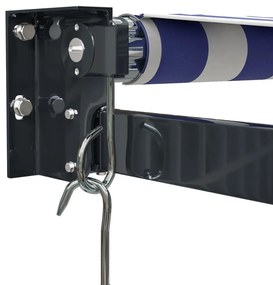 Toldo retrátil 4,5x3 m tecido e alumínio azul e branco