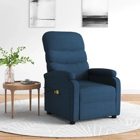 vidaXL Poltrona de massagens elétrica tecido azul