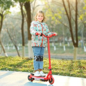Trotinete Elétrica para Crianças Máx. 10 km/h Motor 80 W Autonomia Máxima 8 km Trotinete com Luzes LED Travão Traseiro 76x46x93 cm Vermelho