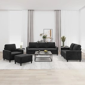 vidaXL 4 pcs conjunto de sofás com almofadões veludo preto