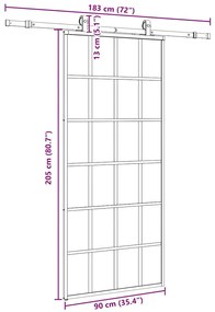Porta deslizante c/ conj. ferragens 90x205cm vidro ESG preto