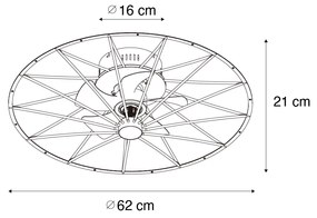 Ventilador de teto preto incl. LED com controlo remoto - Yaran Design