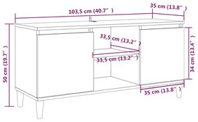 Móvel de TV pernas madeira maciça 103,5x35x50cm carvalho fumado