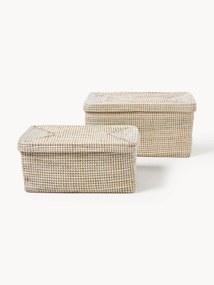 Caixas em erva marinha com tampas Aleya, conjunto de 2