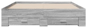 Estrutura de cama c/ gavetas derivados madeira cinza sonoma