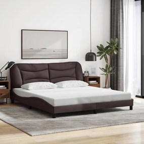 vidaXL Estrutura de cama sem colchão 180x200 cm tecido castanho-escuro