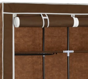 Roupeiro compartimentos e varões 150x45x175cm tecido castanho
