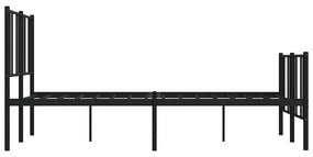 Estrutura de cama com cabeceira e pés 135x190 cm metal preto